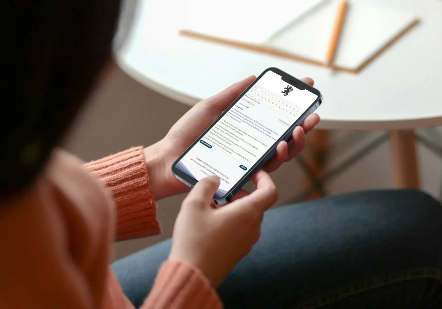 Candidate using ASI Exam on mobile
